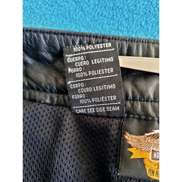 VTG Womens Harley Davidson 100% Genuine Leather Riding Pants Size 40/12 Embossed - Picture 9 of 16